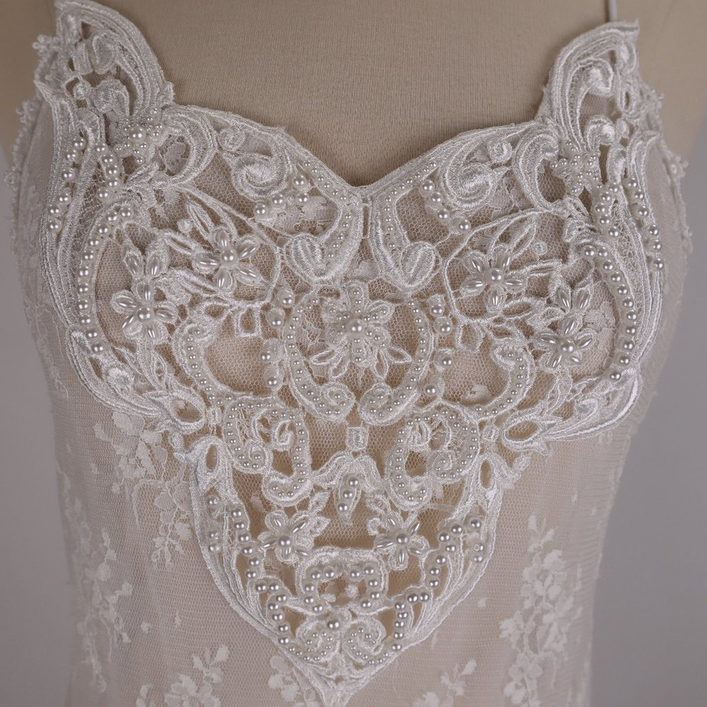 🌺 Vtg Jessica McClintock White Bridal Lace Nightgown Negligee Victorian Dress S - Picture 5 of 15
